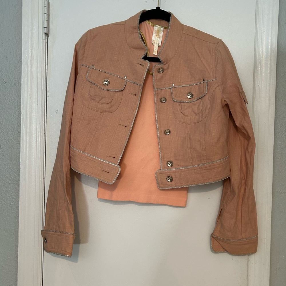 Women's Peach Jacket with gold accents‎